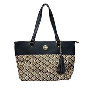 Anne Klein Woven Tassel Tote Bag Shoulder Purse